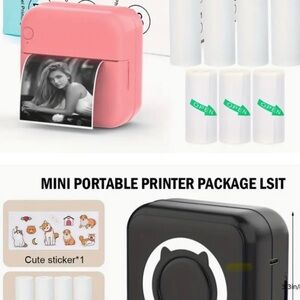 Mini Portable Printer in Pink and Black